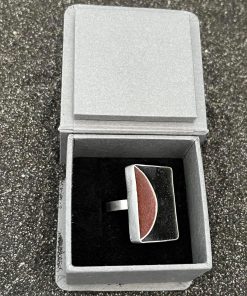 Handmade silver ring with volcanic  sand