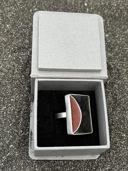 Handmade silver ring with volcanic  sand
