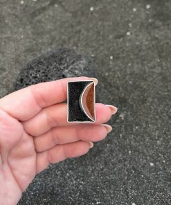 Handmade silver ring with volcanic  sand